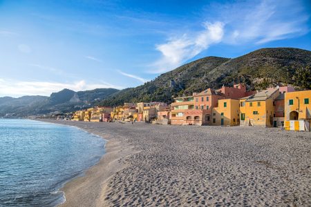 View of Varigotti beach, Savona province, Ligurian coast, Italy.
